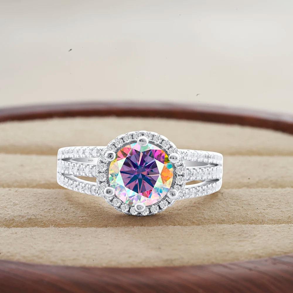 JoyceJelly Luxury Round 2CT 8mm VVS D-COLOR Moissanite Diamond Ring For Women S925 Sterling Silver Wedding Rings Engagement Gift