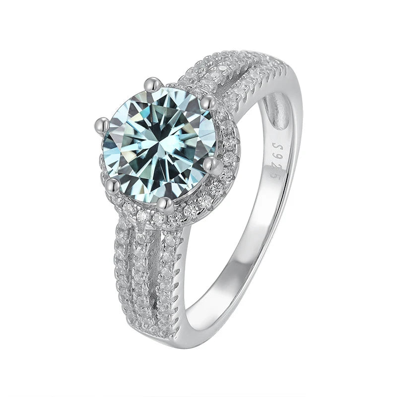 JoyceJelly Luxury Round 2CT 8mm VVS D-COLOR Moissanite Diamond Ring For Women S925 Sterling Silver Wedding Rings Engagement Gift