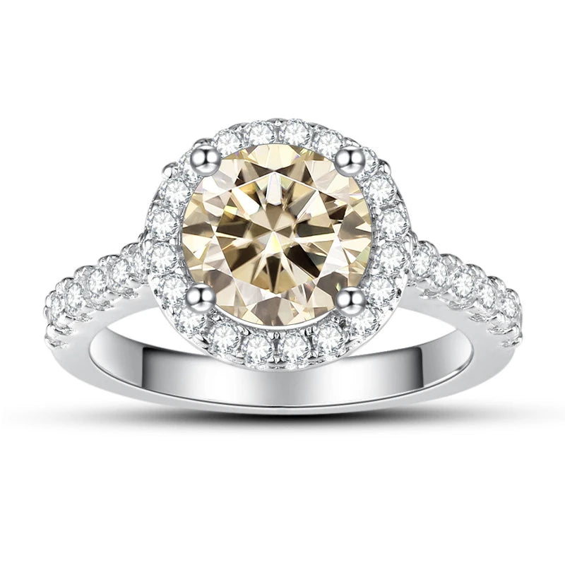 JoyceJelly Classical Women's 925 Sterling Silver Ring With Real Moissanite 1ct 2ct D Color Round Shaped Luxury Wedding Jewelry