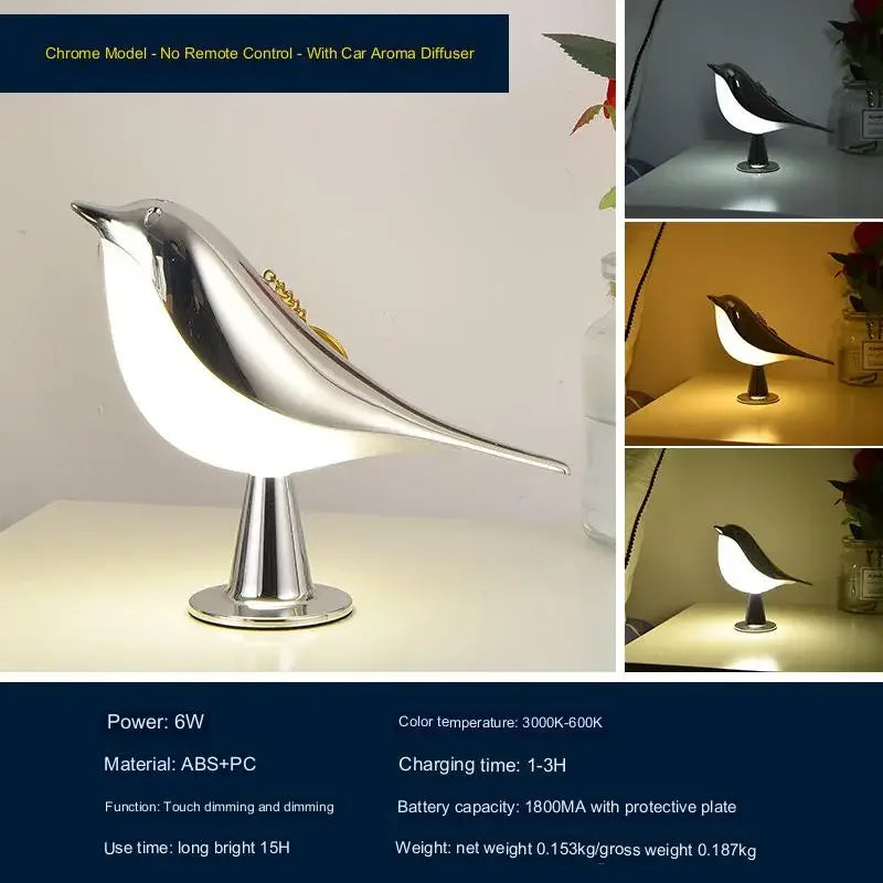 3 Colors Bedside Lamp Creative Touch Switch Wooden Bird Night Lights Dimming Brightness Bedroom Table Reading Lamp Decor Home