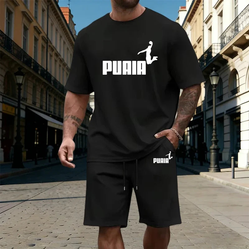 Summer Mens T-Shirt Tracksuit Casual Jogging Sportswear Outdoor Sports Adult Clothes Quality Street O Neck Short Sleeves Shorts