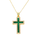 Juya 18K Real Gold Plated Handmade Decoration Cubic Zirconia Enamel Cross Pendant Necklace For Women Christian Jewelry Supplies