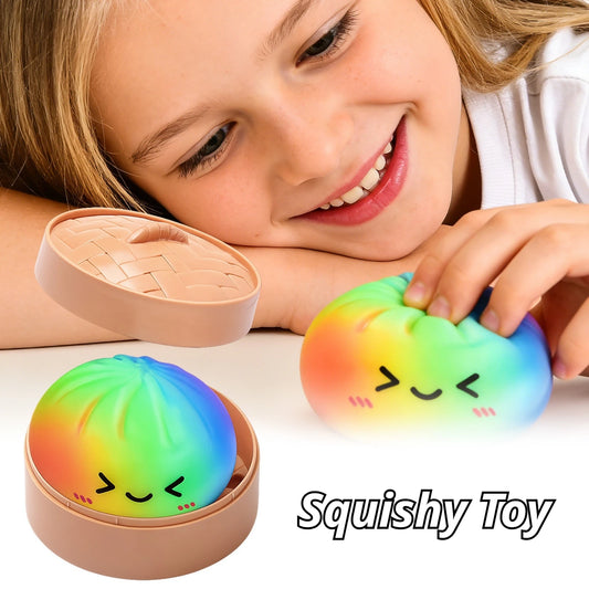 Needoh Rainbow Bun Squishy Toy Slow Rising Stress Relief Cute Simulation Shape Portable Pressure Toy For Adult Office Relaxation