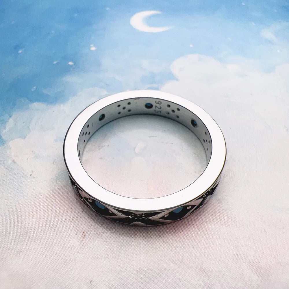 Ring Blue Asian Ornaments Europe Style Fine Jewerly For Women Brand New Ethno Gift In 925 Sterling Silver