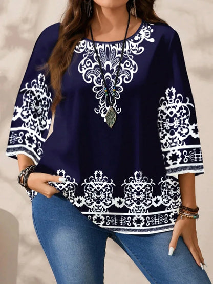 Women's BoHo Style Blouse with Beautiful Print.