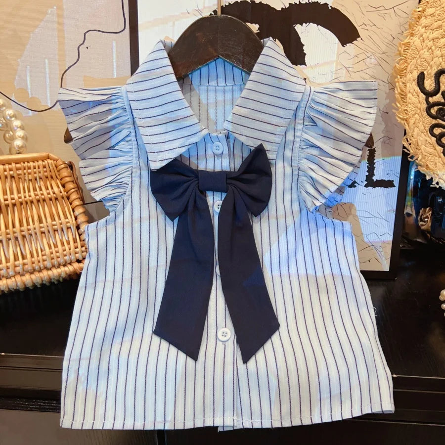 New Girls Clothes Set College Style Shirt Tops+Shorts Fashion Baby Girl Clothes Summer 2025 Suits 2-9Yrs
