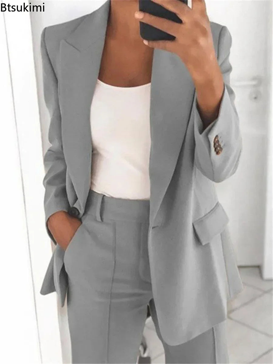 Women's Plus Size Blazer and Pants Set