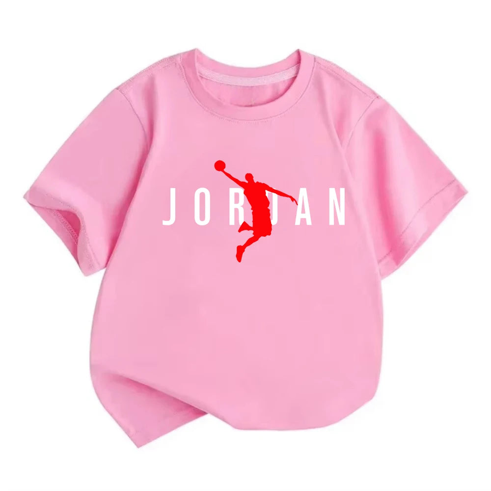 Summer Casual Kids T-shirt Breathable Cotton Jordan Print Short Sleeve Sport Tees Fashion Boy Girl Clothes