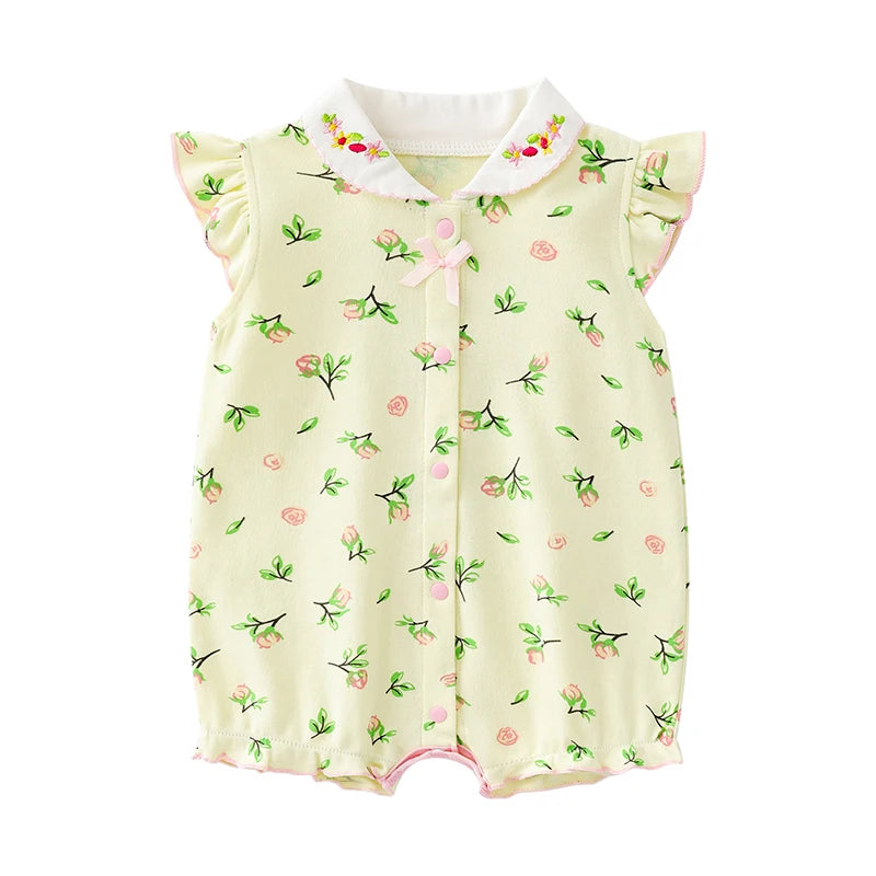 Baby summer clothes, thin newborn girl jumpsuit, full moon princess, hundred days, super cute and stylish summer clothes