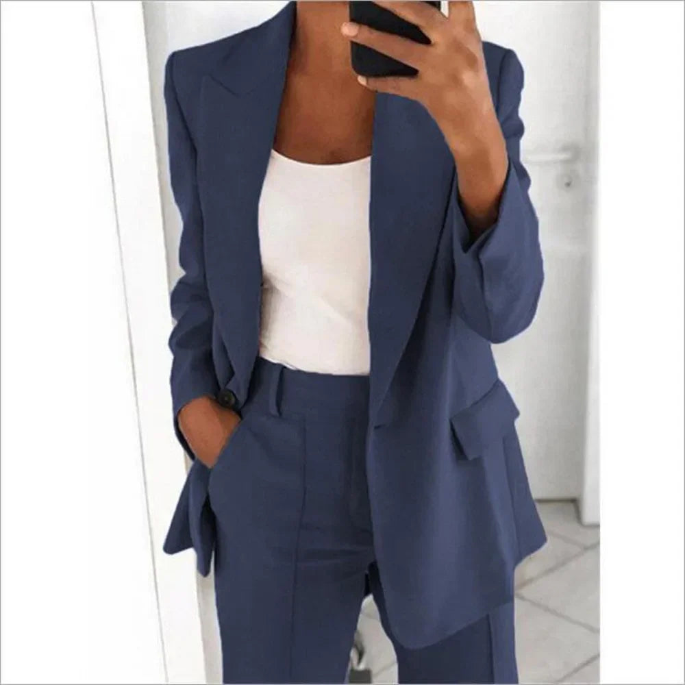 Women's Plus Size Blazer and Pants Set