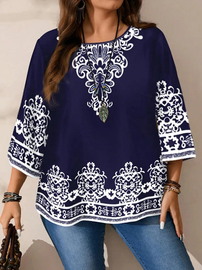 Women's BoHo Style Blouse with Beautiful Print.