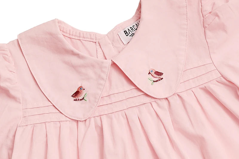 Summer Children's Family Clothes Set Pink And Blue Woven Fabric Boy's Vest And Girls' Dress Baby Romper Outfit with Lining Layer
