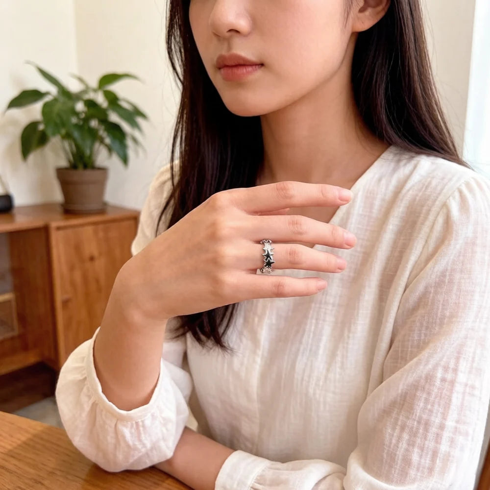 Ring Starfishes Fine Jewerly For Women,2022 Spring Brand New Ocean Spirit Gift In 925 Sterling Silver