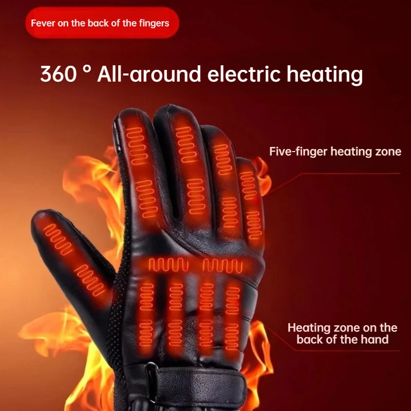 USB Rechargeable Heating Gloves Electric Thermal Winter Warm Gloves Power Bank Heating Hand Warmer Motorcycle Bike Riding