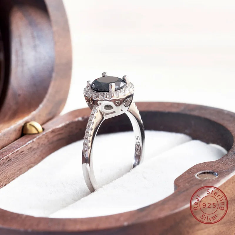 JoyceJelly Classical Women's 925 Sterling Silver Ring With Real Moissanite 1ct 2ct D Color Round Shaped Luxury Wedding Jewelry