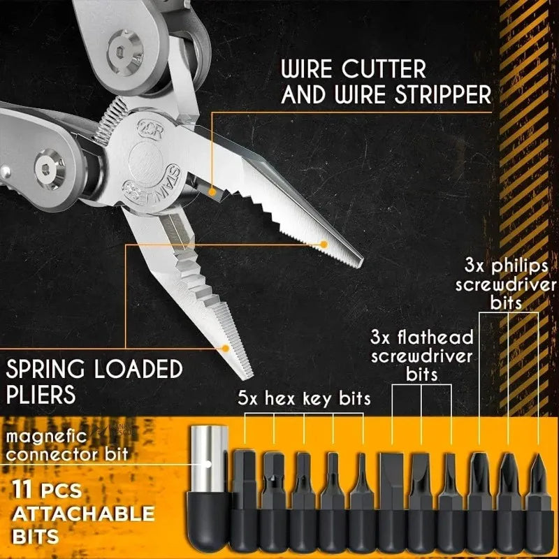 Multitool 24-in-1 Multitools Pliers with Professional multitool survivalowy Camping and Hunting Gifts for Men Dad Hus band