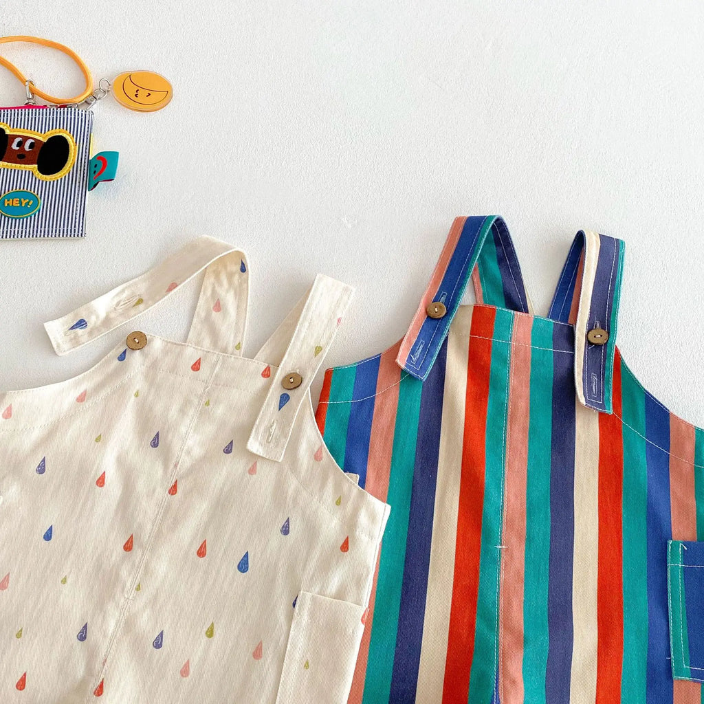 Children's Summer Clothes Girl's Striped Overalls New Summer Girls' Fashionable Casual Pants Baby Raindrop Trousers