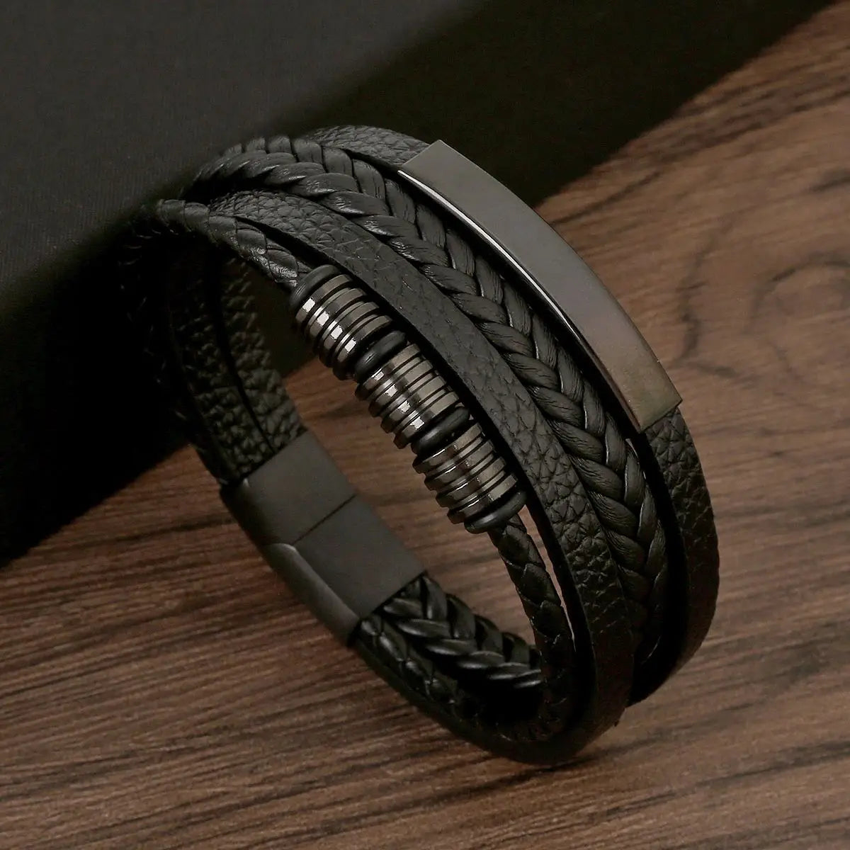 Classic 4-Layer Tiger Eye Stone Hand-Woven Leather Bracelets For Men Punk Fashion Alloy Magnetic Buckle Casual Bracelet Jewelry