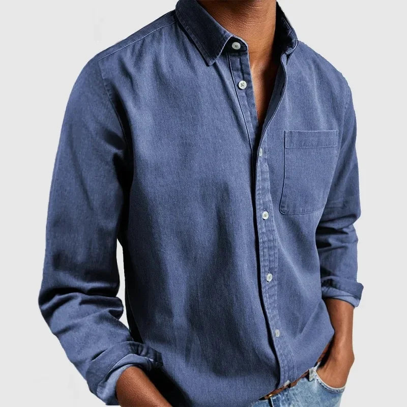 2026 Fashion Men's Clothing Breathable Cotton Long-sleeved Loose Casual Shirt Men Simple Lapel Tops Vintage All-match Man Blouse
