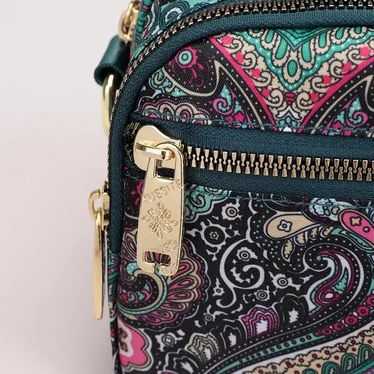 Floral Style Nylon Shoulder Handbag for Women