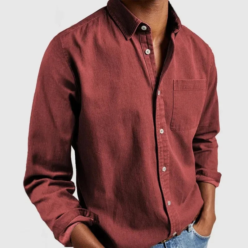 2026 Fashion Men's Clothing Breathable Cotton Long-sleeved Loose Casual Shirt Men Simple Lapel Tops Vintage All-match Man Blouse