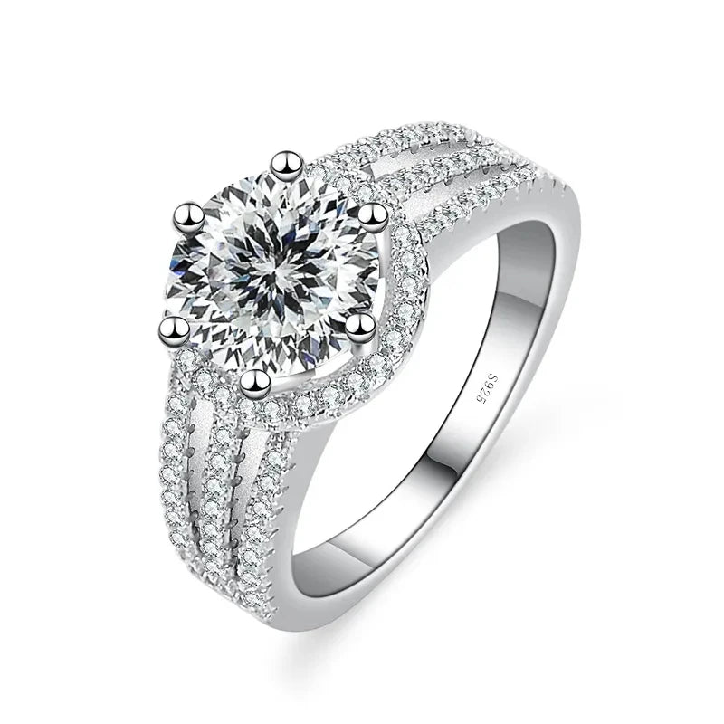 JoyceJelly Luxury Round 2CT 8mm VVS D-COLOR Moissanite Diamond Ring For Women S925 Sterling Silver Wedding Rings Engagement Gift
