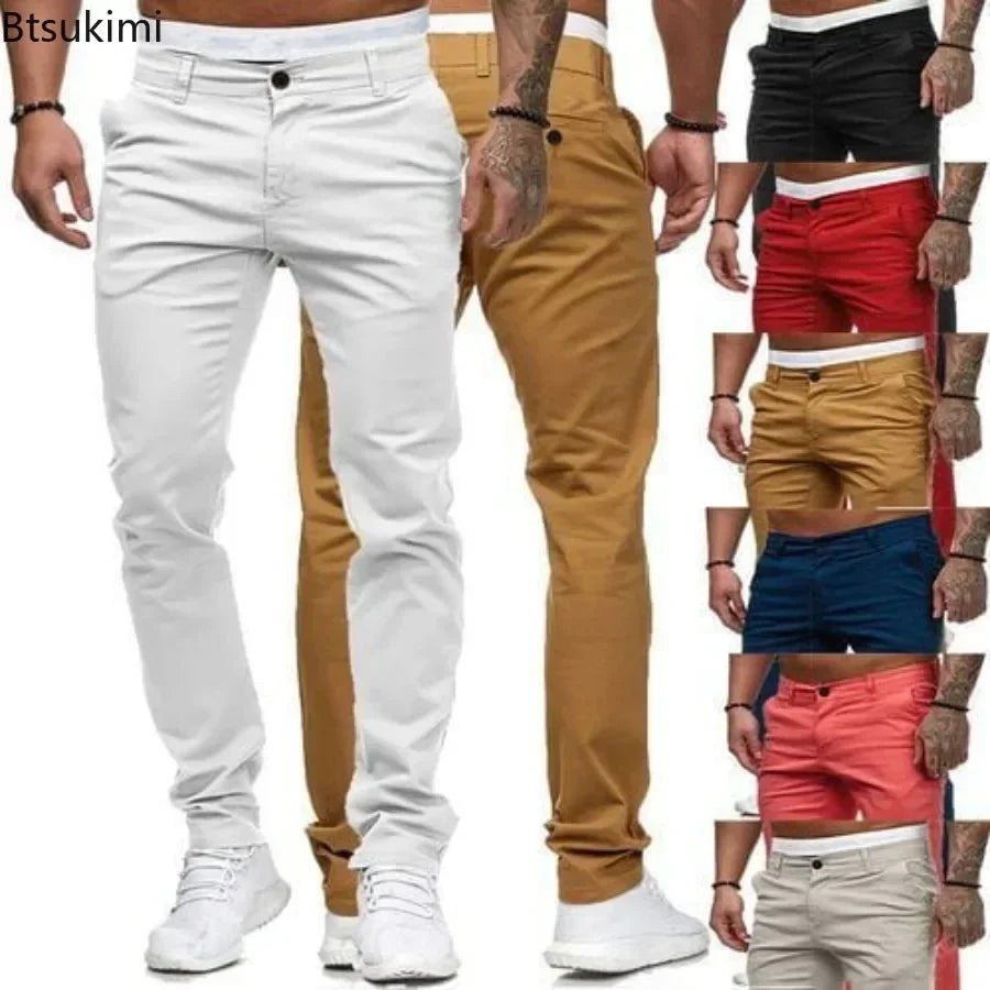 2026 Spring Autumn Fashion Men Clothing Men's Casual Pants Solid Slim Fit Mid-waist Trousers New Male Business Sport Baggy Pants