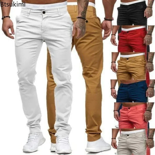 2026 Spring Autumn Fashion Men Clothing Men's Casual Pants Solid Slim Fit Mid-waist Trousers New Male Business Sport Baggy Pants