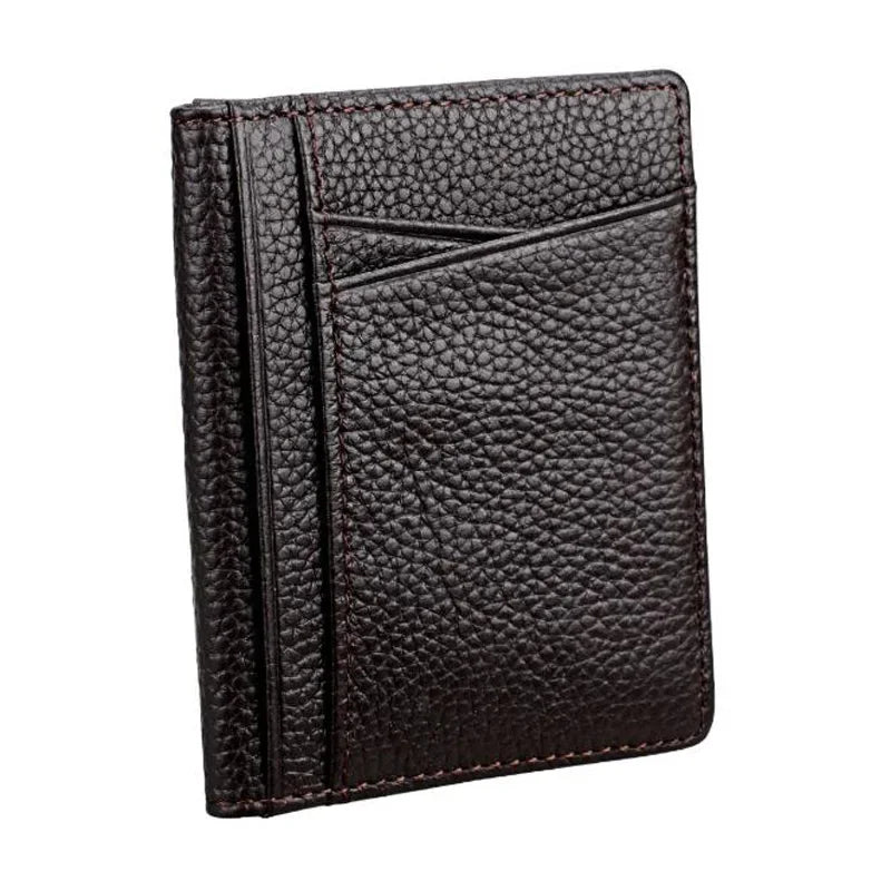 New Genuine Cow Leather Credit Card Holder Men Mini Wallet High Quality Casual Slim Purse Man Small Driver's License Bag