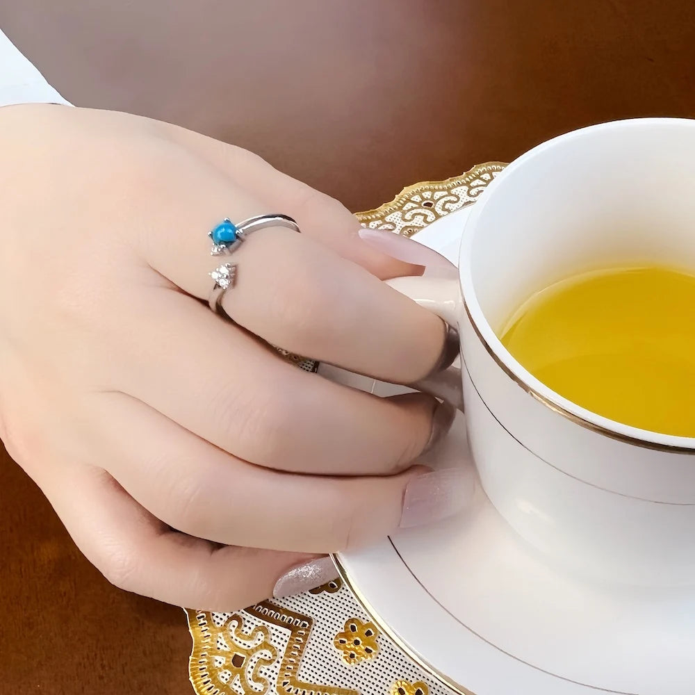 Ring Arrow Blue,Europe Fine Jewerly For Women,2023 Spring Trendy Ocean Spirit Gift In 925 Sterling Silver