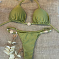 Push Up Bikini 2024 Sexy Women Swimsuit Female Swimwear Sexy Bikini Set Brazilian Biquini Swimming Suit Solid Shiny Beachwear