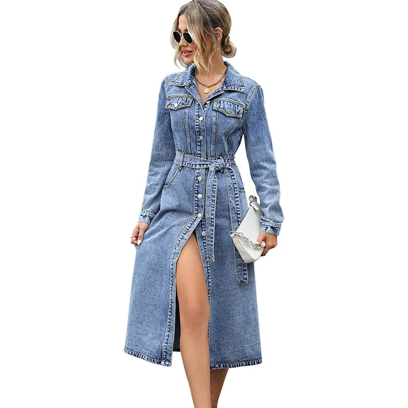 Women's Casual Denim Knee-Length Dress