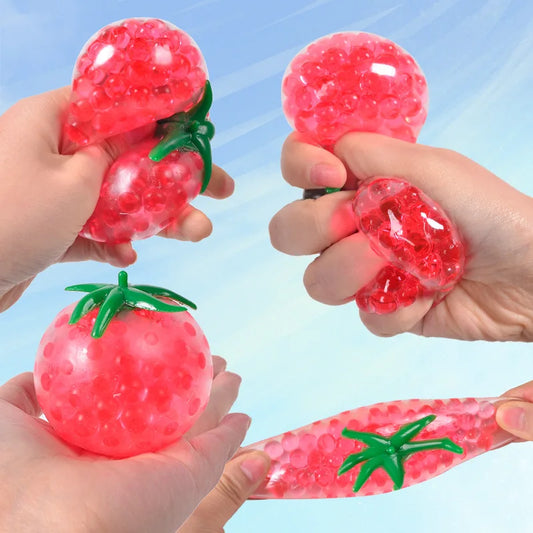 Squishy Fluid Tomato Stress Relief Squeeze Toys Slow Rising Simulation Fruit Sensory Fidget Toy Anxiety Relief Gift