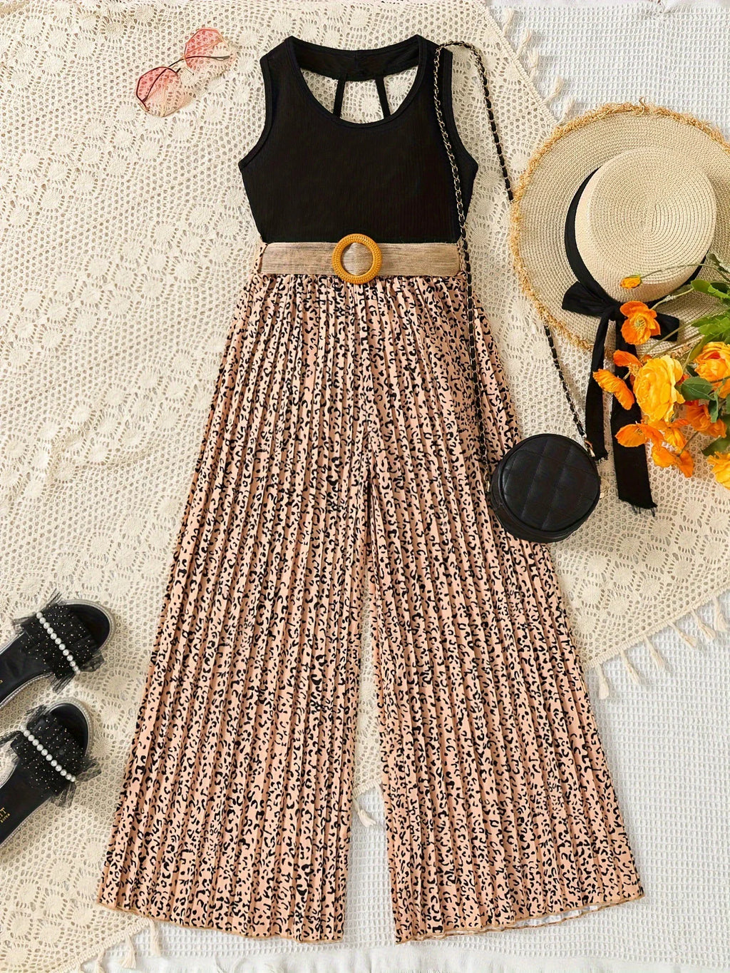 Teenagers Summer Girls Clothing Sets New Fashion Vest + Wide Legged Pants 2Pcs Girls Suits 5 6 8 10 12 14 Years Kids Clothes