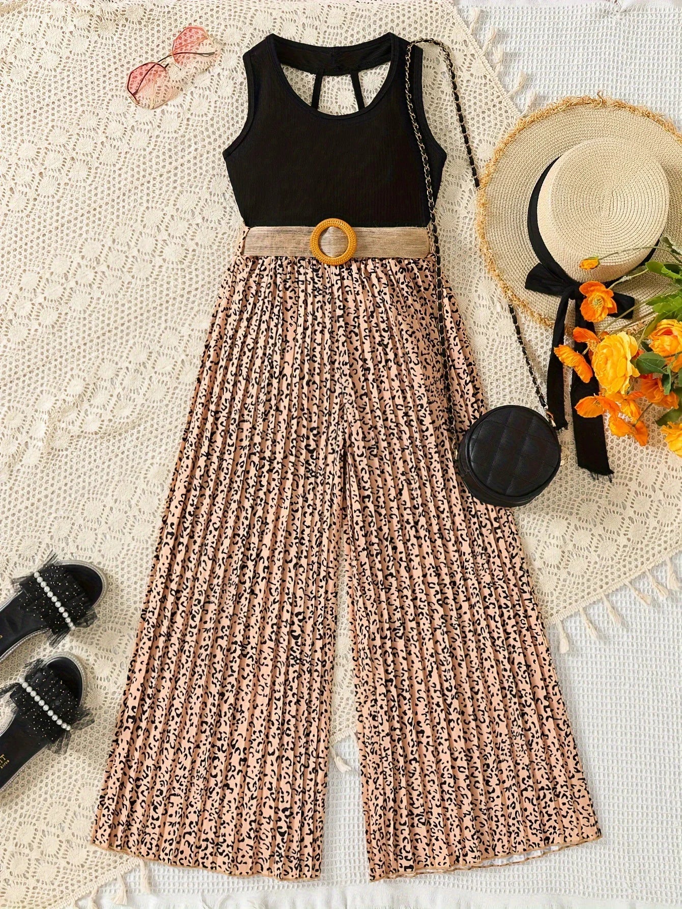 Teenagers Summer Girls Clothing Sets New Fashion Vest + Wide Legged Pants 2Pcs Girls Suits 5 6 8 10 12 14 Years Kids Clothes
