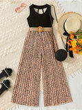 Teenagers Summer Girls Clothing Sets New Fashion Vest + Wide Legged Pants 2Pcs Girls Suits 5 6 8 10 12 14 Years Kids Clothes