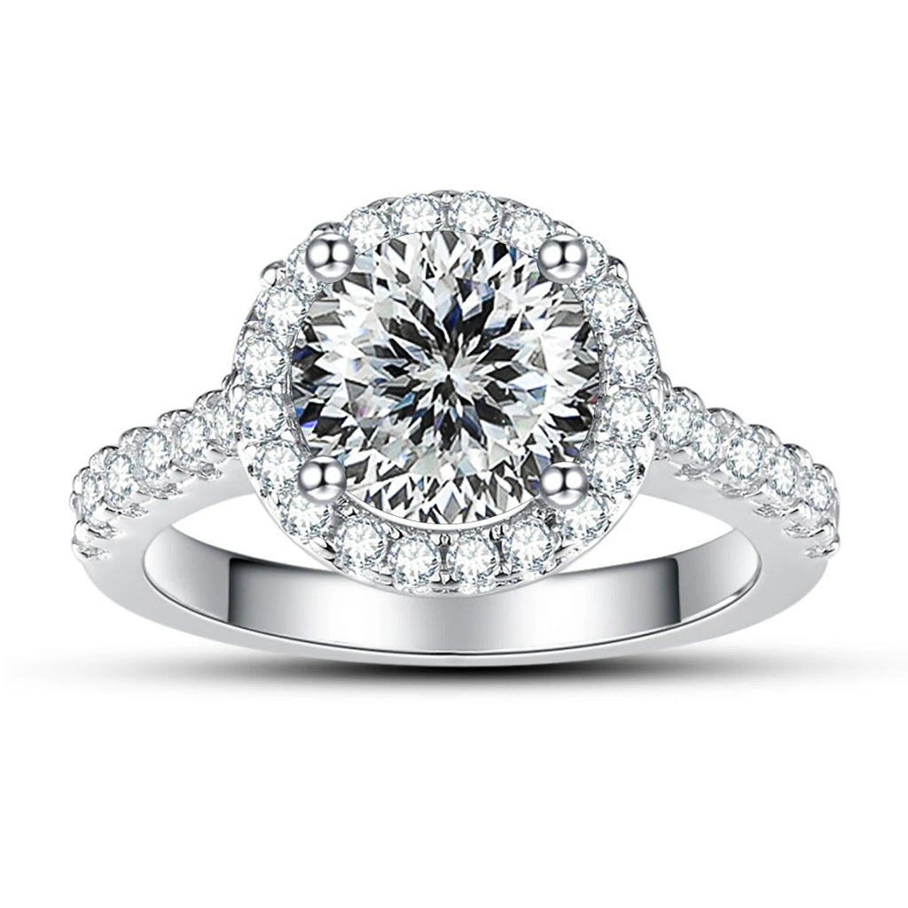 JoyceJelly Classical Women's 925 Sterling Silver Ring With Real Moissanite 1ct 2ct D Color Round Shaped Luxury Wedding Jewelry