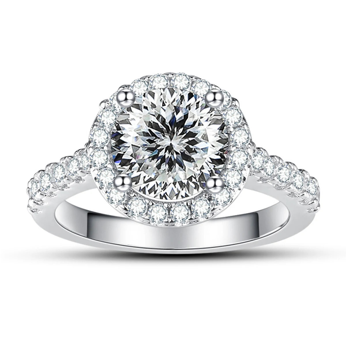 JoyceJelly Classical Women's 925 Sterling Silver Ring With Real Moissanite 1ct 2ct D Color Round Shaped Luxury Wedding Jewelry