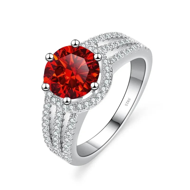 JoyceJelly Luxury Round 2CT 8mm VVS D-COLOR Moissanite Diamond Ring For Women S925 Sterling Silver Wedding Rings Engagement Gift