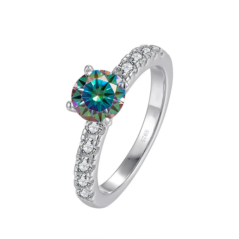 JoyceJelly Women's D Color 1 Carat Moissanite Diamond Ring Wedding 925 Sterling Silver Jewelry Classical Four Claw Design Gift