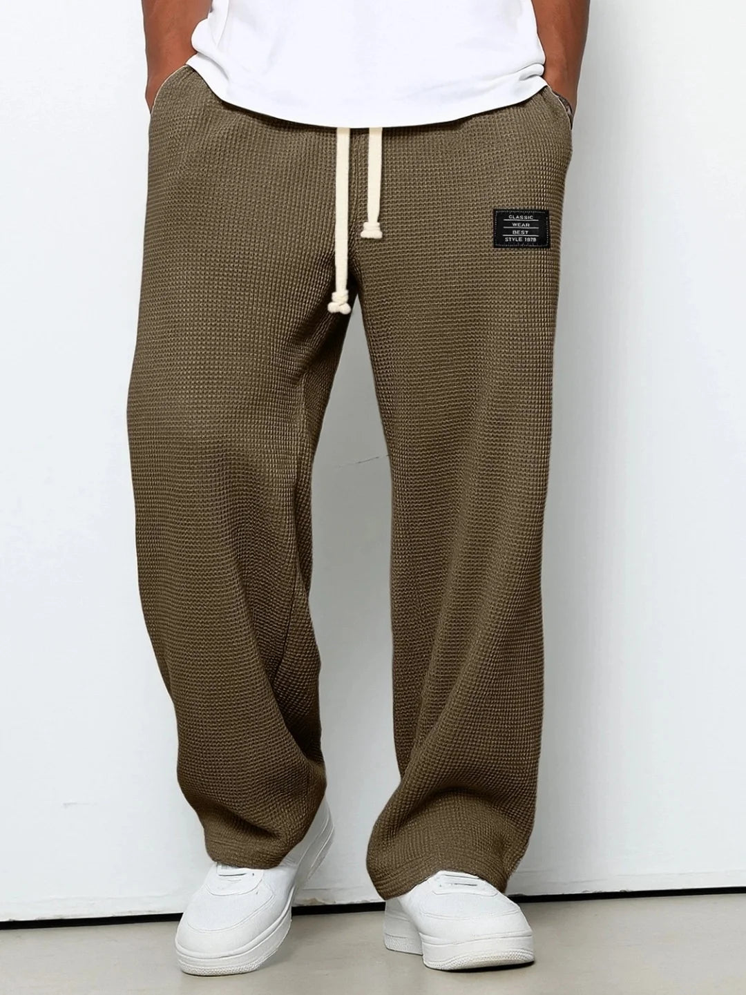 Mens Corduroy Casual Pants Fashion Loose Fit Pants Straight Sweatpants Elastic Waist Drawstring Outdoor Streetwear