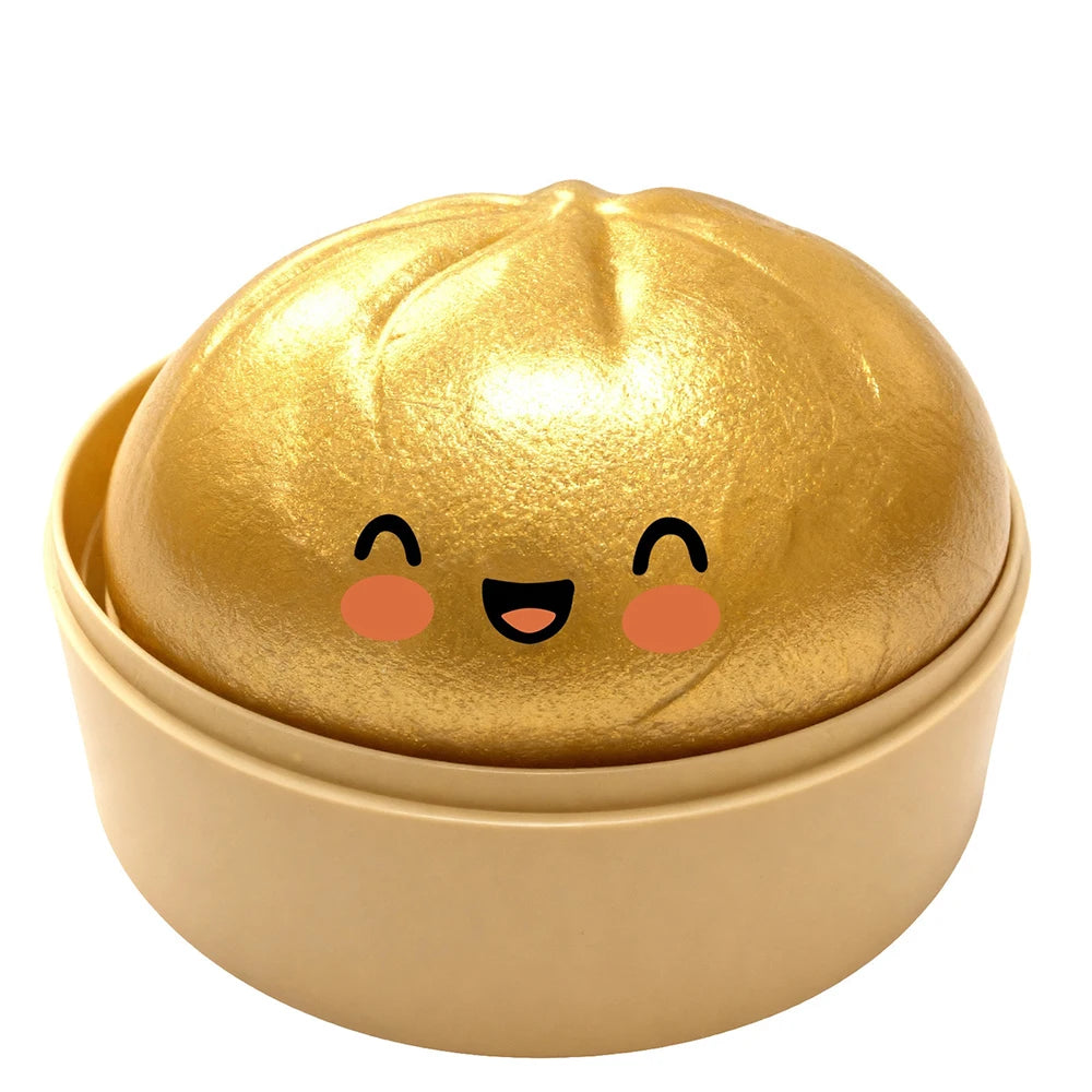 Squishy Bun Stress Relief Toy, Cute Glitter Steamed Bun Squeeze Toy, Slow Rebound Anti-Stress Fidget Toy for Kids Adults