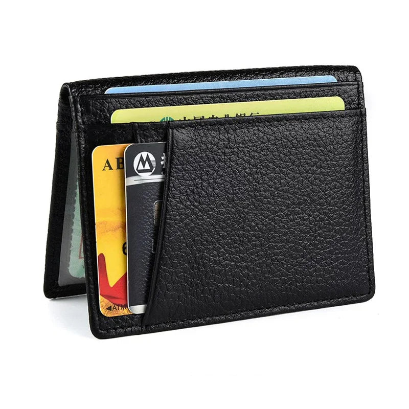 New Genuine Cow Leather Credit Card Holder Men Mini Wallet High Quality Casual Slim Purse Man Small Driver's License Bag