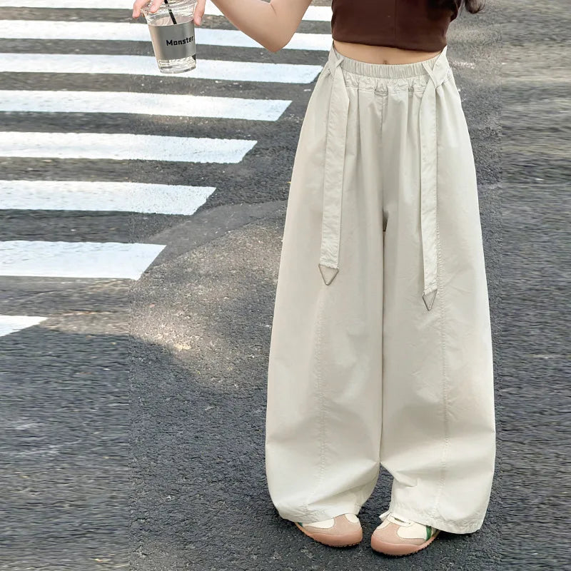 Teens Girls Soft Cotton Balloon Trousers Summer Childen Thin Loose Casual Breathable Mosquito Proof Kids Pants