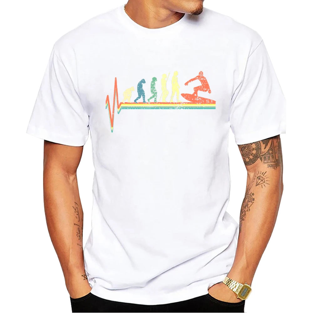 TEEHUB Casual Tees Hipster Beach Surf Men T-Shirts Boy Retro Car Print Short Sleeve T-Shirt Sport Tops
