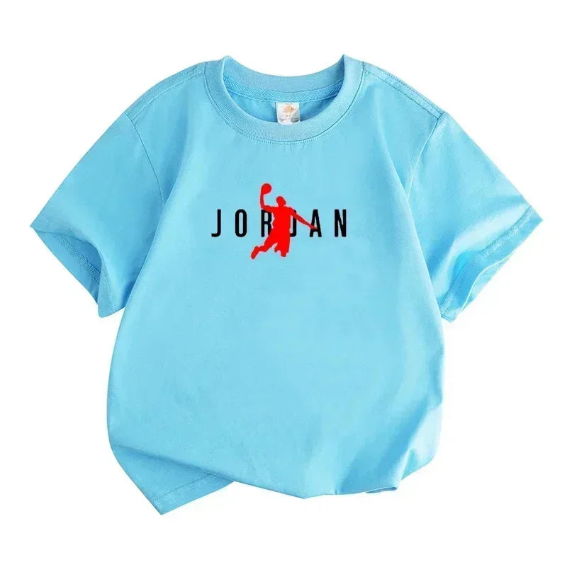 Summer Casual Kids T-shirt Breathable Cotton Jordan Print Short Sleeve Sport Tees Fashion Boy Girl Clothes