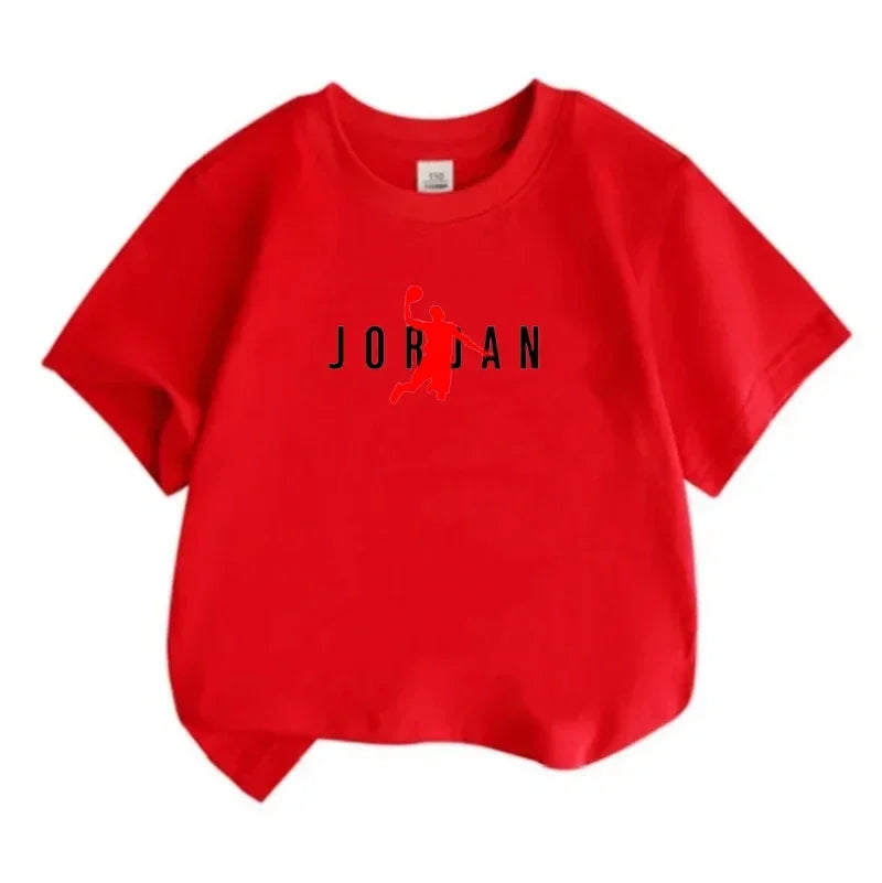 Summer Casual Kids T-shirt Breathable Cotton Jordan Print Short Sleeve Sport Tees Fashion Boy Girl Clothes