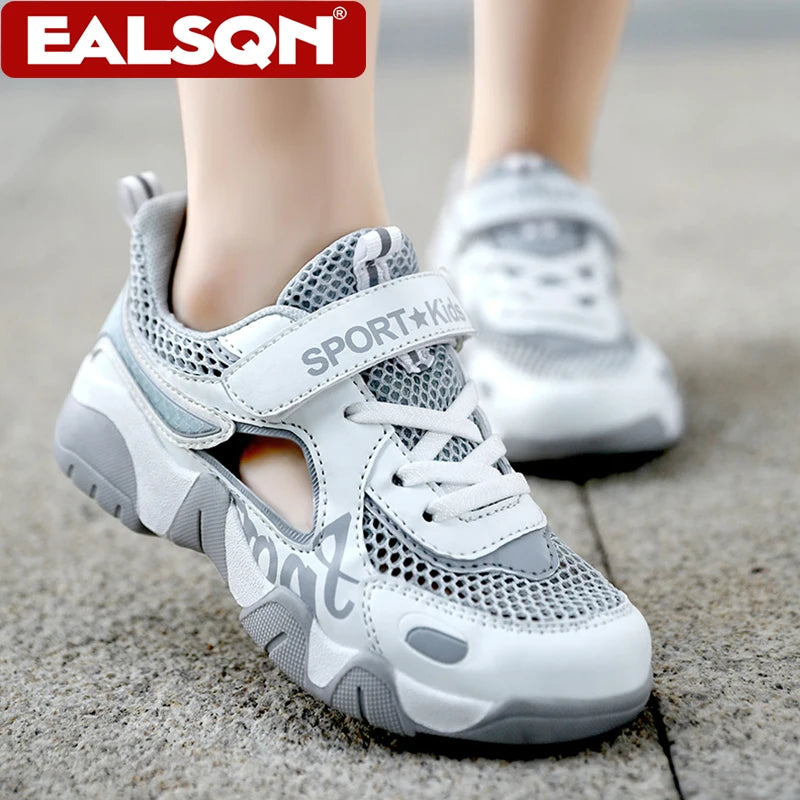 Summer Kids Boys Running Shoes Breathable White Outdoor Sneakers Non-Slip Anti-Collision Casual Walking Shoes for Children