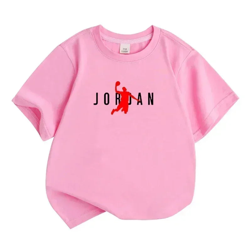 Summer Casual Kids T-shirt Breathable Cotton Jordan Print Short Sleeve Sport Tees Fashion Boy Girl Clothes