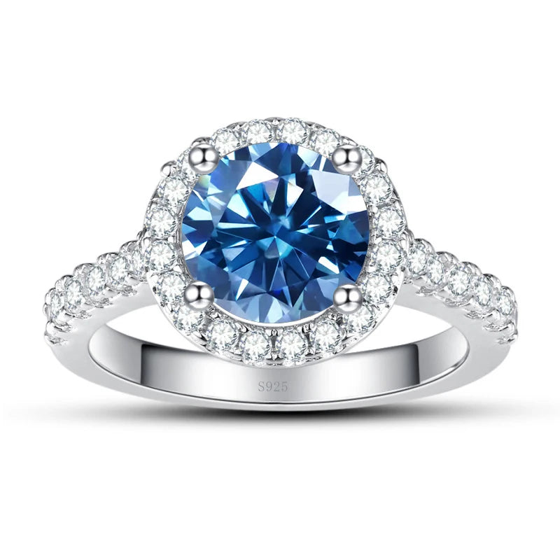 JoyceJelly Classical Women's 925 Sterling Silver Ring With Real Moissanite 1ct 2ct D Color Round Shaped Luxury Wedding Jewelry